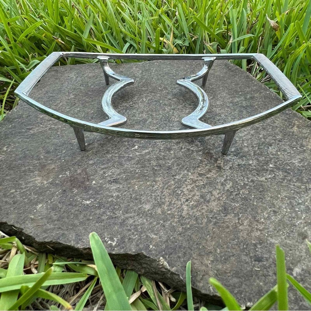 Corning Ware P-11-M-1 Chrome Casserole Cradle Trivet Silver MCM Ribbed Handles